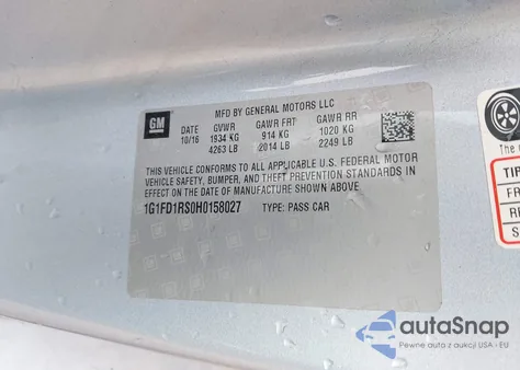 2017 Chevrolet Camaro 2Lt from USA, damaged, VIN 1G1FD1RS0H0158027